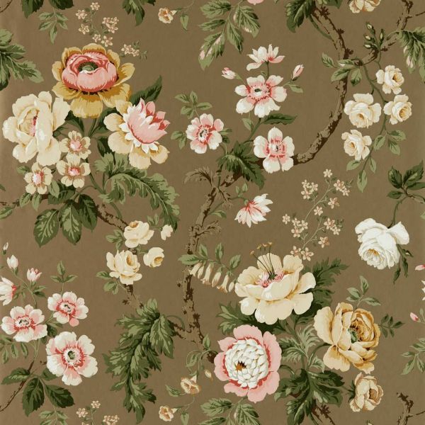 Sanderson Wallpaper Hykenham Gold Metallic/Rose | Allium Interiors