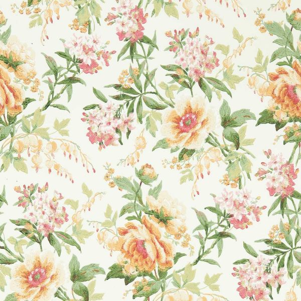 Sanderson Wallpaper Olivia Botanical Green/Orange | Allium Interiors