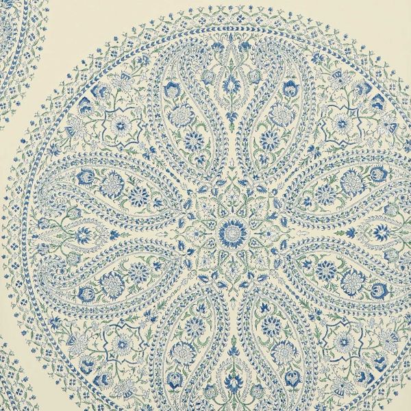 Sanderson Wallpaper Paisley Circles Blue | Allium Interiors