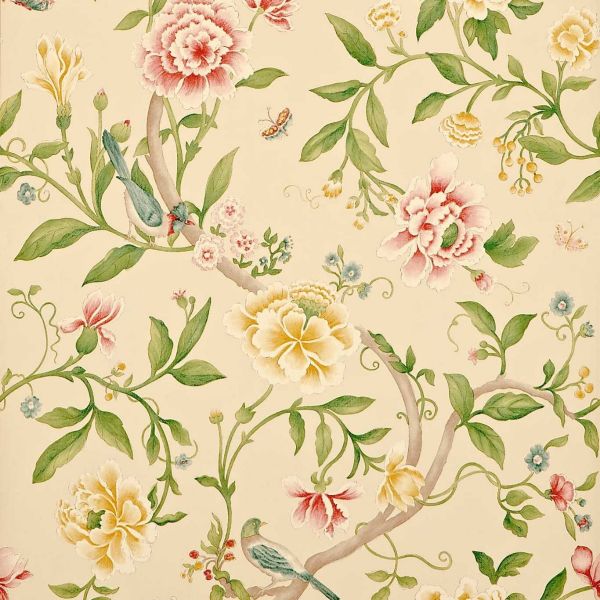 Sanderson Wallpaper Porcelain Garden Red/Beige | Allium Interiors
