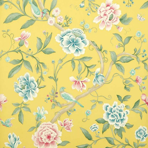 Sanderson Wallpaper Porcelain Garden Rose/Linden | Allium Interiors