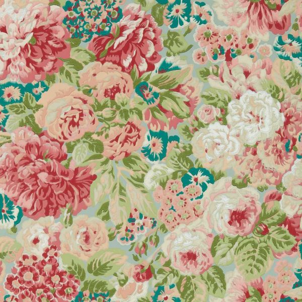 Sanderson Wallpaper Rose And Peony Blue Clay/Caramel | Allium Interiors