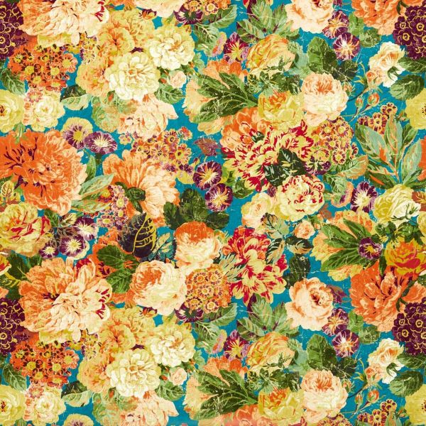 Sanderson Wallpaper Very Rose And Peony Kingfisher/Rowan | Allium Interiors