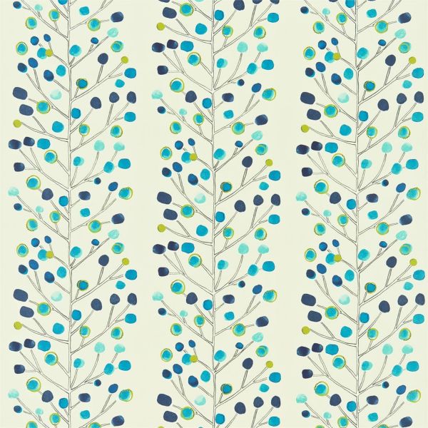 Scion Fabric Berry Tree Peacock, Powder Blue, Lime & Neutral | Allium Interiors