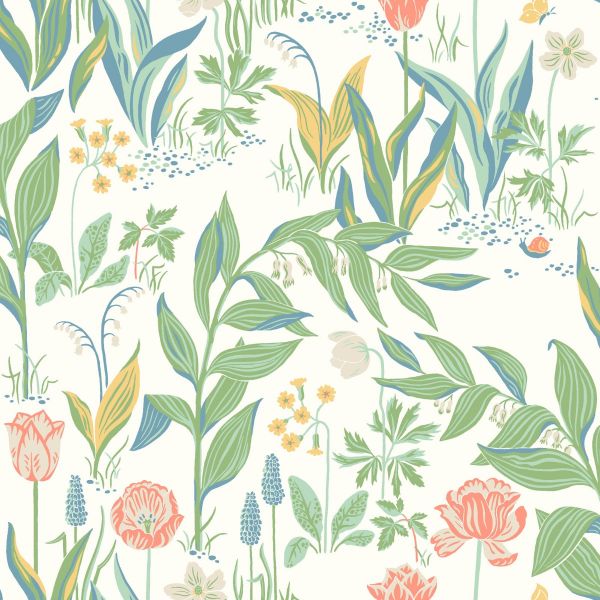 Borastapeter Wallpaper Spring Garden White | Allium Interiors