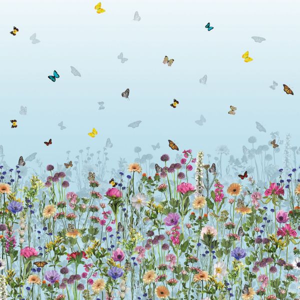 Matthew Williamson Wallpaper Deya Meadow Sky Blue | Allium Interiors