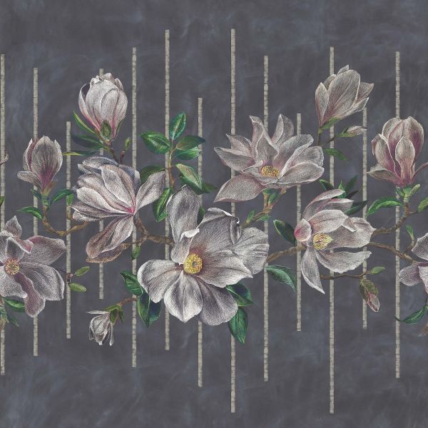 Osborne & Little Wallpaper Magnolia Frieze Charcoal | Allium Interiors