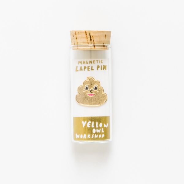 Yellow Owl Workshop Lapel Pin Gold Poo Emoji | Allium Interiors
