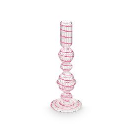 Pip Studio Glass Candle Holder Glass Swirl Pink Medium