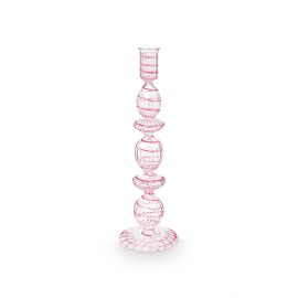 Pip Studio Glass Candle Holder Glass Swirl Pink Large