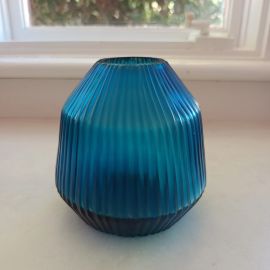 Brian Tunks Cut Glass Vase Conical Mini Aegean