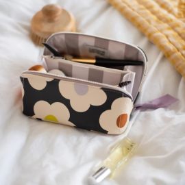 Caroline Gardner Cosmetic Bag Flat Lay Multi Flower Charcoal