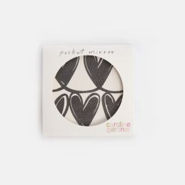 Caroline Gardner Square Pocket Mirror Mono Looped Hearts