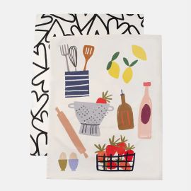 Caroline Gardner Tea Towel Set of 2 Kitchen/Hearts