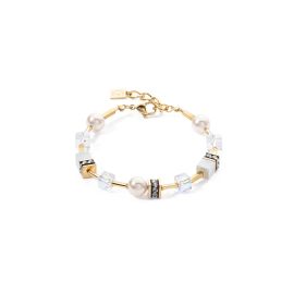 COEUR de LION Bracelet GeoCube Iconic Pearl Mix Gold-White