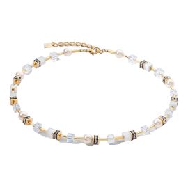 COEUR de LION Necklace Geocube Pearl Mix Gold-White