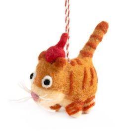 Vevoke Christmas Decoration NZ Wool Ginger Cat
