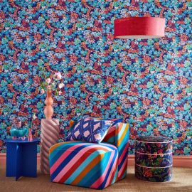 Harlequin X Sophie Robinson Wallpaper Wildflower Meadow Lapis/Carnelian/Aquamarine