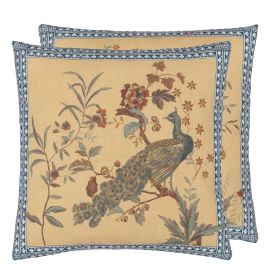 John Derian Cushion Peacock Toile Sepia