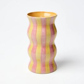 Jones&Co Vase Palma Stripe Yellow & Pink