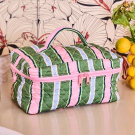 KIP&CO Cactus Stripe Quilted Cotton Toiletry Case