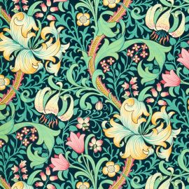 Morris & Co. Fabric Golden Lily Velvet Galactic Ink