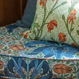 Morris & Co. Fabric Monkshood Tangerine/Sage