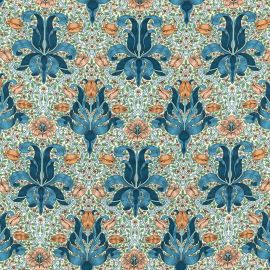 Morris & Co. Fabric Spring Thicket Paradise Blue/Peach