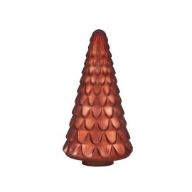 Christmas Tree Glass Frosted Metallic Red Medium