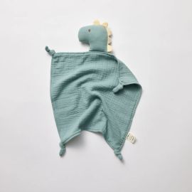 Over The Dandelions Organic Muslin Lovey Dinosaur Blue
