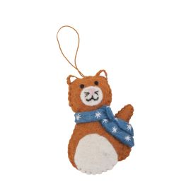 Pashom Christmas Decoration Cat With Scarf Orange