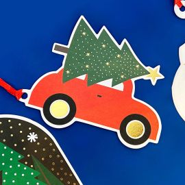 Rachel Ellen Designs Christmas Tag Pack of 4 Christmas Tree & Car