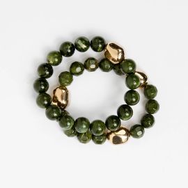 Stella+Gemma Bracelet Set of 2 Agate with Gold