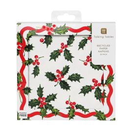 Talking Tables Christmas Napkin Holly White