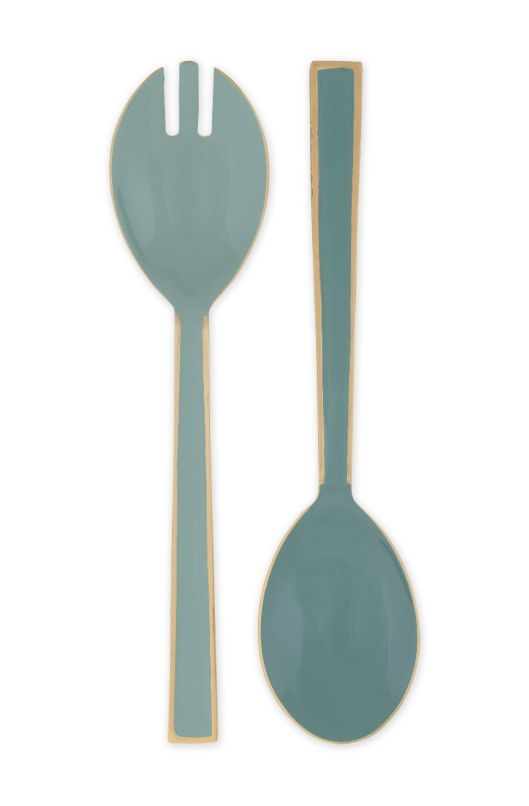 Pip Studio Blushing Birds Enameled Salad Servers Blue | Allium Interiors
