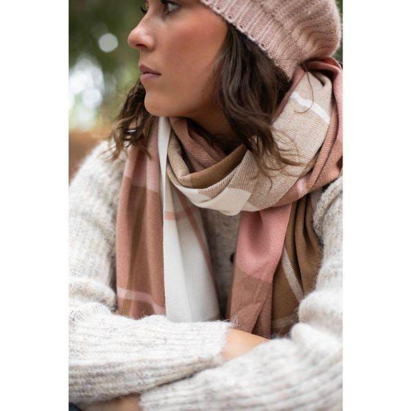 Antler Scarf Caramel Blush Check | Allium Interiors