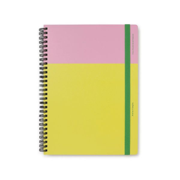 Any Day Now Notebook Bright Spiral Rule B5 Pink & Yellow | Allium Interiors