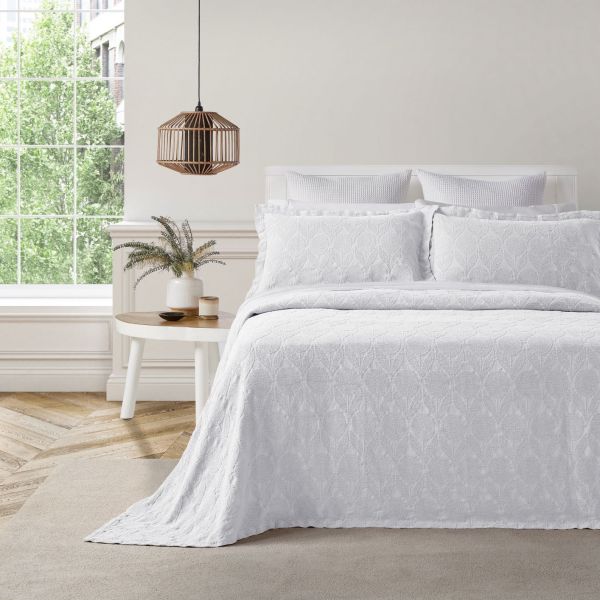 Baksana Citron Bedspread White - Queen | Allium Interiors