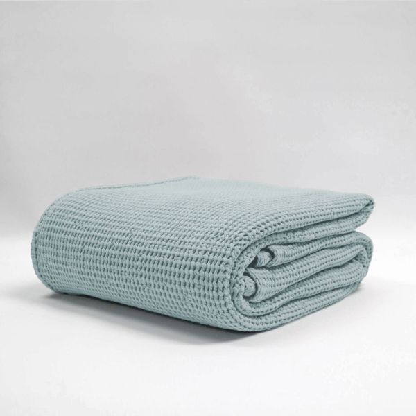 Baksana New Bliss Stonewashed Blanket Duck Egg | Allium Interiors