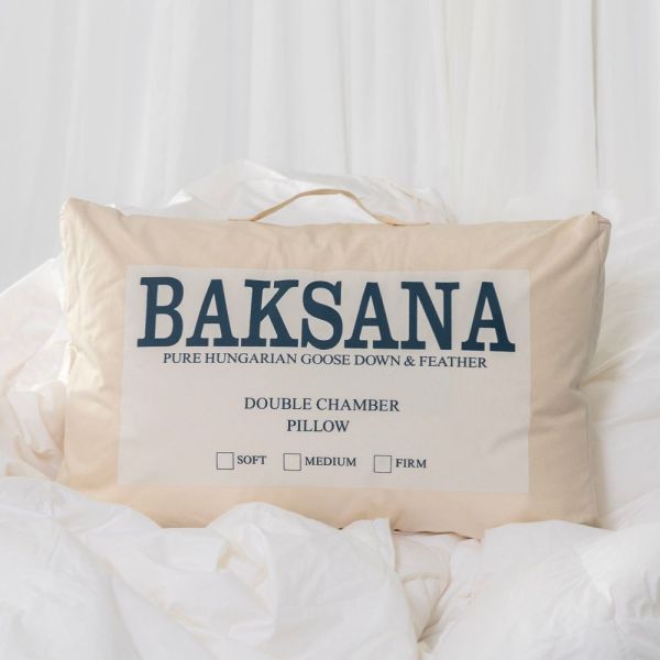 Baksana Pillow Double Chamber Hungarian Goose Down & Feather | Allium Interiors
