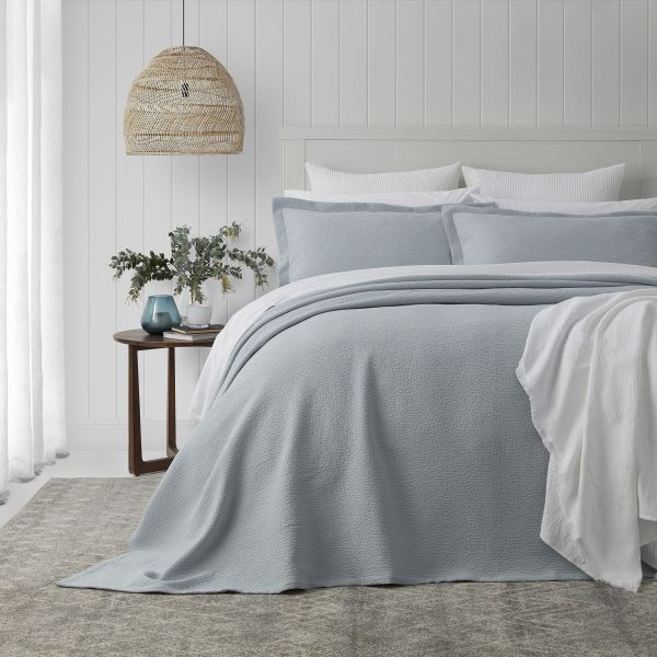 Baksana Porto Bedspread Duck Egg | Allium Interiors