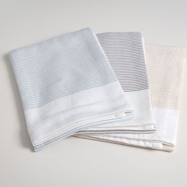 Baksana Tea Towel Thirsty Set of 3 Duck Egg/Taupe/Beige | Allium Interiors