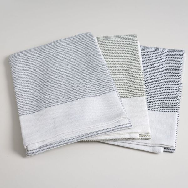Baksana Tea Towel Thirsty Set of 3 Smoke/Olive/Ash | Allium Interiors