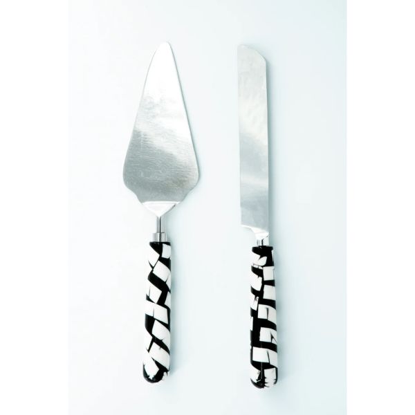 Bianca Lorenne Cake Server Set Black & White | Allium Interiors