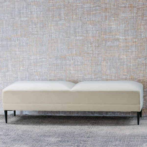 Bianca Lorenne Ottoman Renzo Parchment  | Allium Interiors