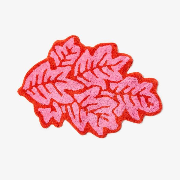 Bonnie And Neil Bath Mat Leaf Pink | Allium Interiors