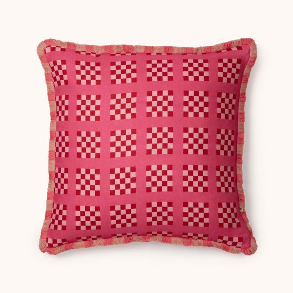 Bonnie And Neil Cushion Lattice Pink | Allium Interiors