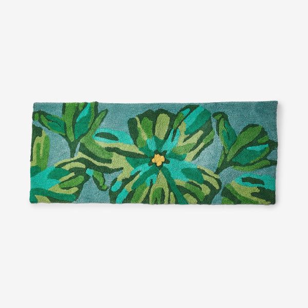 Bonnie And Neil Bath Mat Long Dutch Floral Green | Allium Interiors