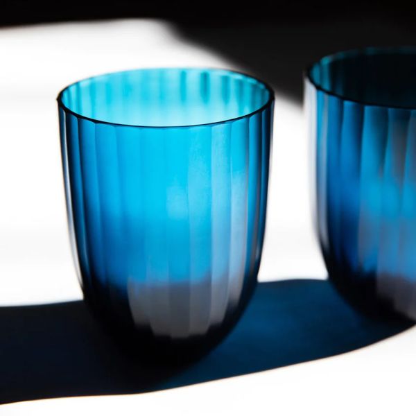 Brian Tunks Cut Glass Tumbler Iguassu S/2 Aegean | Allium Interiors