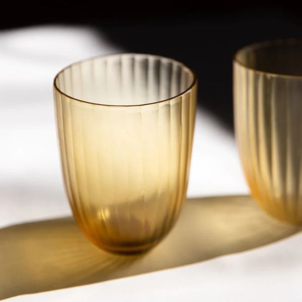 Brian Tunks Cut Glass Tumbler Iguassu S/2 Butter | Allium Interiors